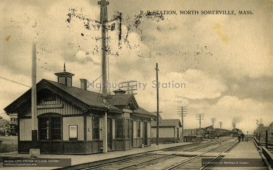 Postcard: Railroad Station, North Somerville, Massachusetts